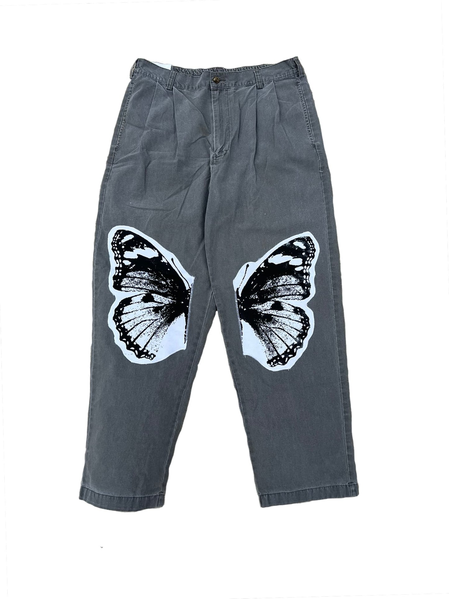 Split Leg Wings Patchwork Pants – Gray