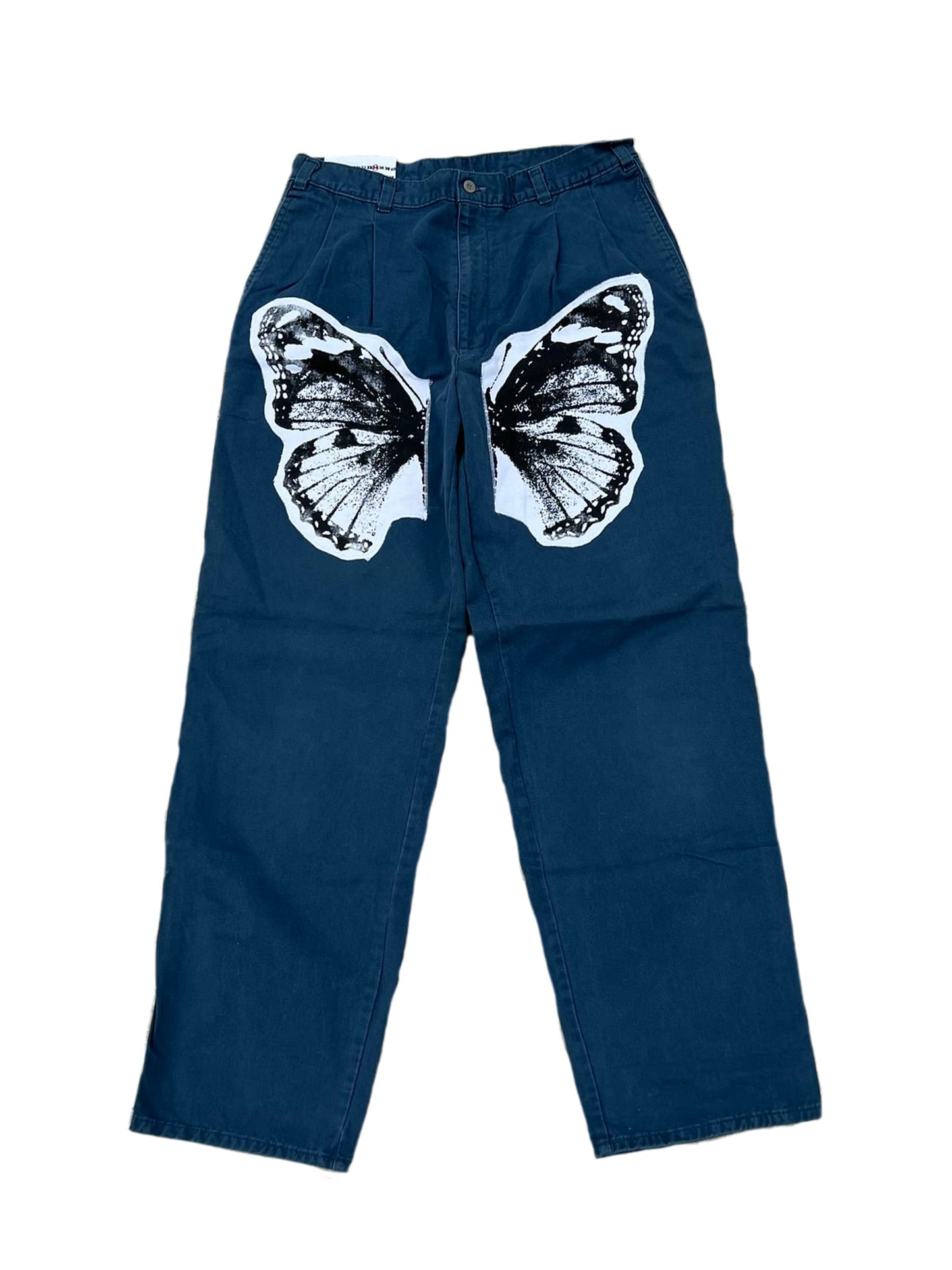 Split Leg Wings Patchwork Pants – Blue