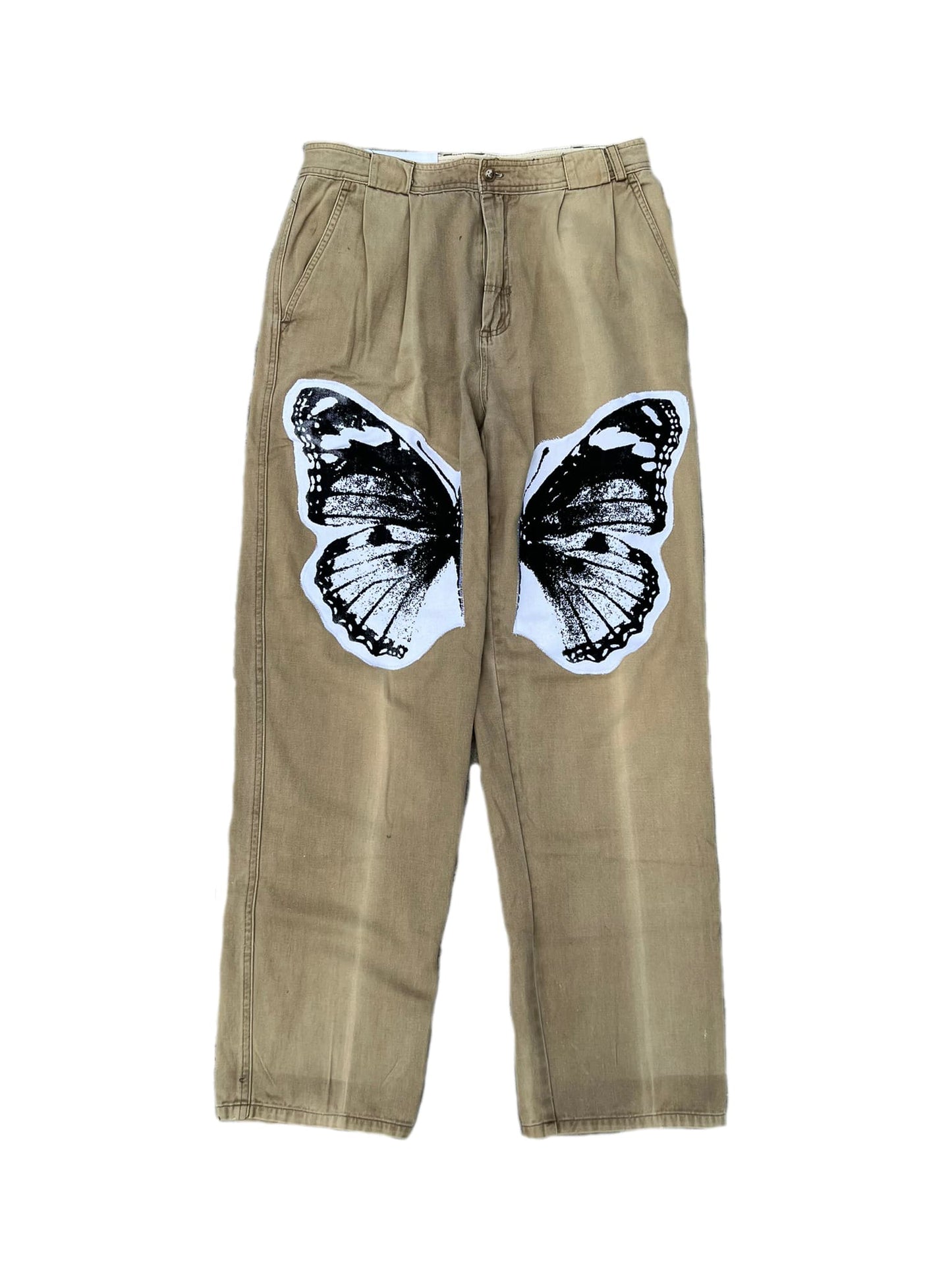 Split Leg Wings Patchwork Pants – Vintage Beige