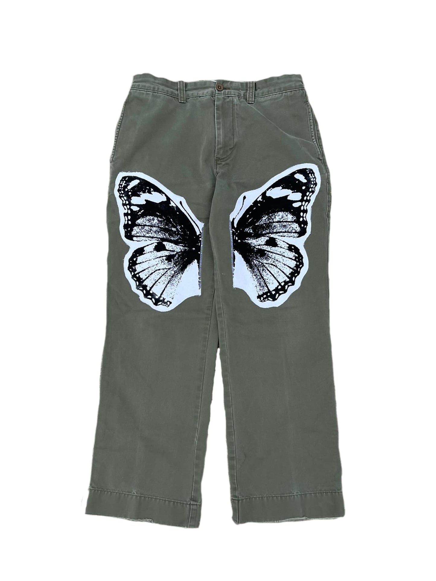 Split Leg Wings Patchwork Pants – Vintage Green